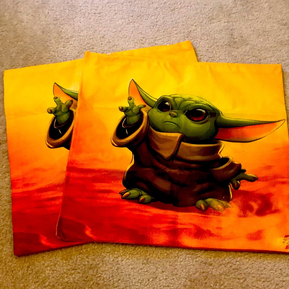 Pair of baby Yoda pillow covers Mandalorian